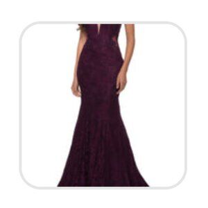 Rhinestone Detail Long Mermaid Lace Dress (Size 14)